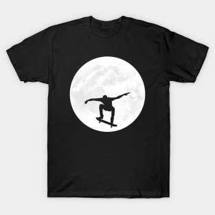 Skateboarder Silhouette in Full Moon T-Shirt